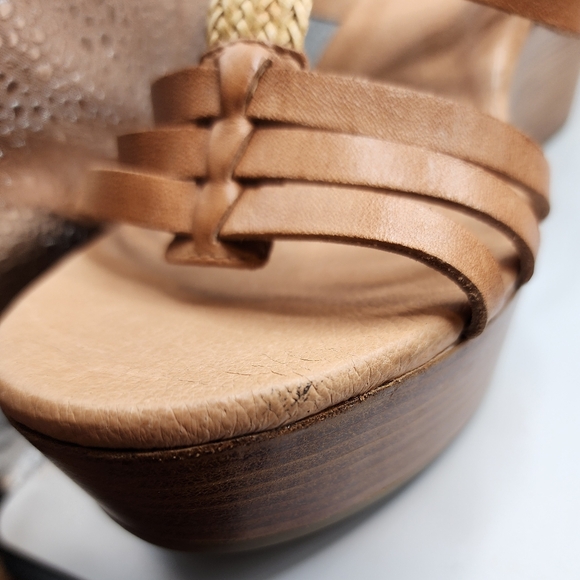 UGG W Mattie Sandals Leather Size 10 NIB New Tan Strappy 3" Wedge Heel Platform - Picture 10 of 12